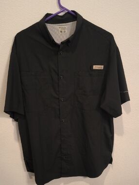 Columbia Men’s Black Short-Sleeve Button Down Shirt Fishing PFG Men's Medium
